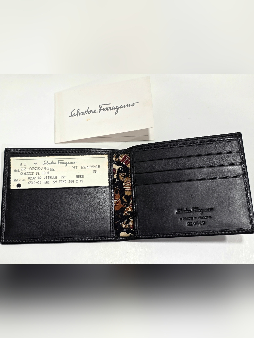 Salvatore Ferragamo Black Leather Men's Bifold Wallet NWT